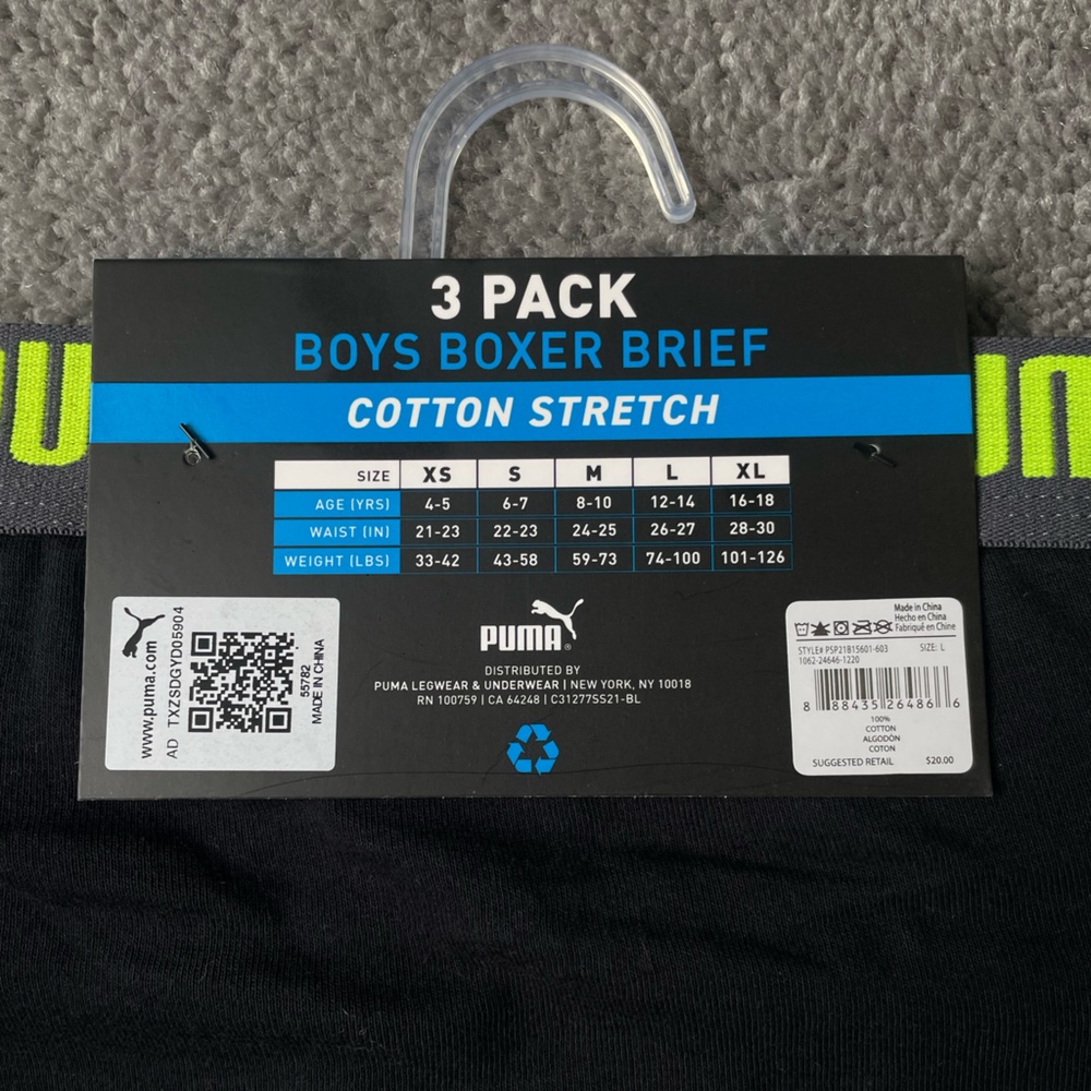 Puma Boys Boxer Brief - 3Pack - Picture 3 of 4